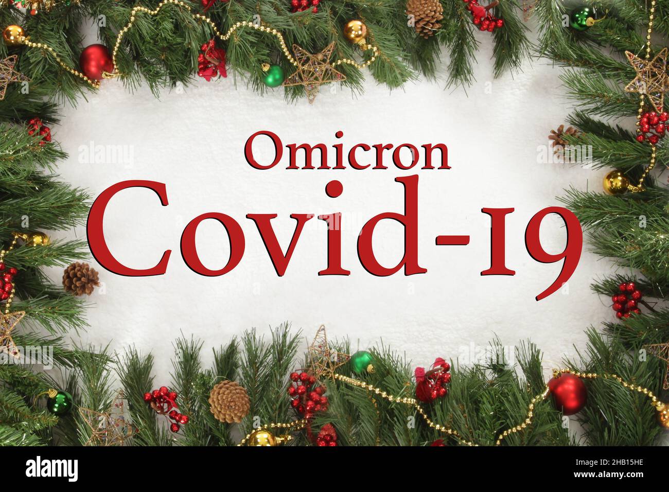 Weihnachtspandemie 2021, Omicron-Stamm von covid19 Stockfoto