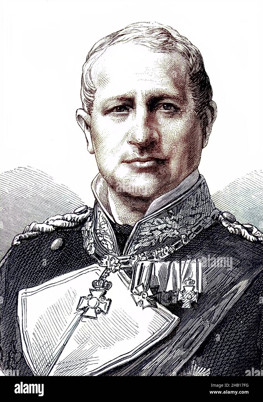 Prinz Heinrich Wilhelm Adalbert von Preußen, 29. Oktober 1811 - 6. Juni 1873, war Admiral und Oberbefehlshaber der Norddeutschen Bundesflotte, deutsch-französischer Feldzug von 1870 / Prinz Heinrich Wilhelm Adalbert von Preußen, 29. Oktober 1811 - 6. Juni 1873, war Admiral und Oberfehlshaber der Norddeutschen Bundesflotte, deutsch-französischer Feldzug von 1870, historische, digital verbesserte Reproduktion eines Originals aus dem 19. Jahrhundert / digitale Reproduktion einer Originalvorlage aus dem 19ten Jahrhundert. Jahrhundert, Originaldatum nicht bekannt, Kolorierung, koloriert, handkoloriert, Handfärbung, Stockfoto