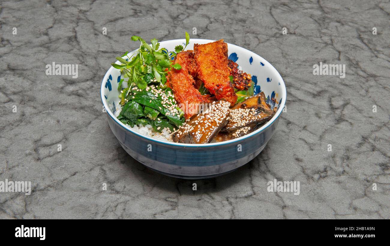 Vegetabiles Bento...Japanische, thailändische, chinesische, koreanische, mongolische und orientalische Küche. Stockfoto