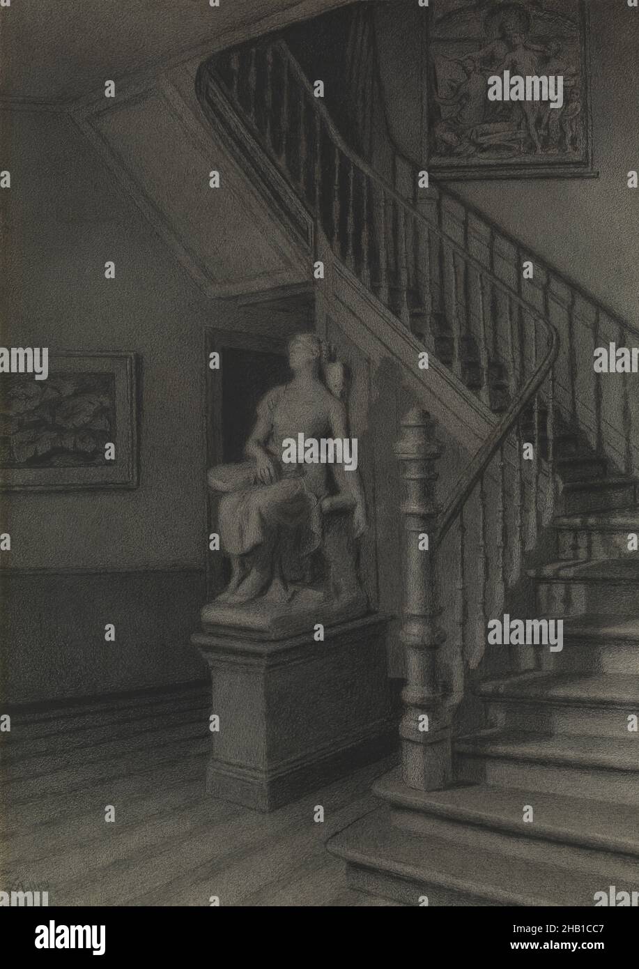 Die Seele der Dinge, Xavier Mellery, 19th Jahrhundert, Zeichnung, Belgische Kunst Stockfoto