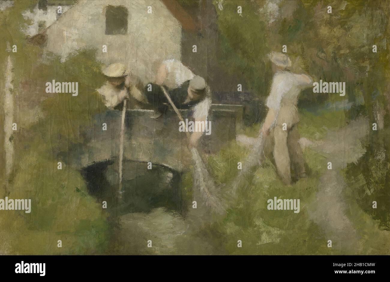 Dredging in the Woluwe, Jan Stobbaerts, (1896), Malerei, Belgische Kunst Stockfoto
