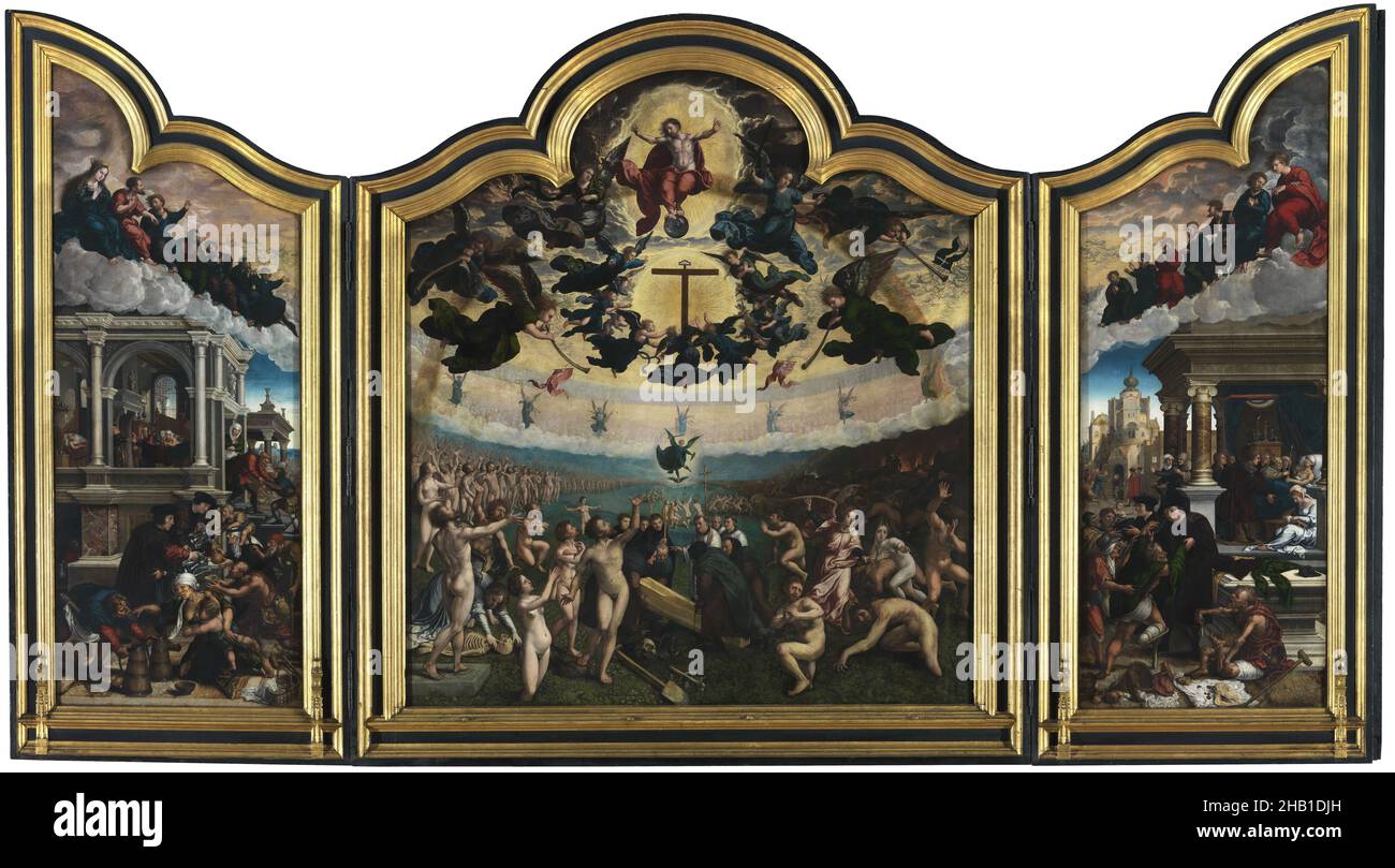 Das letzte Gericht und die sieben Werke der Barmherzigkeit, Bernard von Orley, (1517-1525), Malerei, (1517-1525), Belgische Kunst Stockfoto