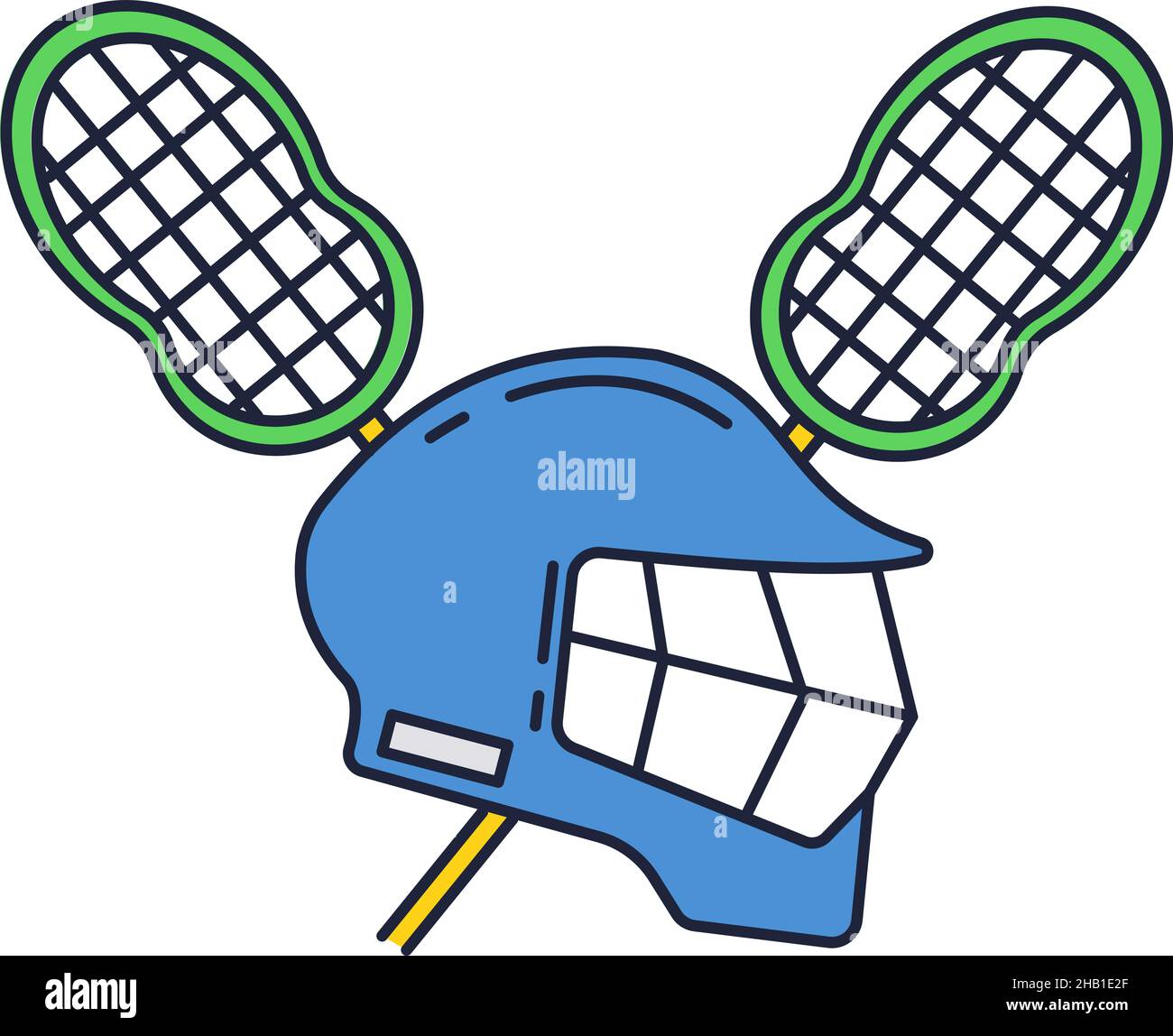 Lacrosse Icon Vektor Helm und Stick auf weiß Stock Vektor