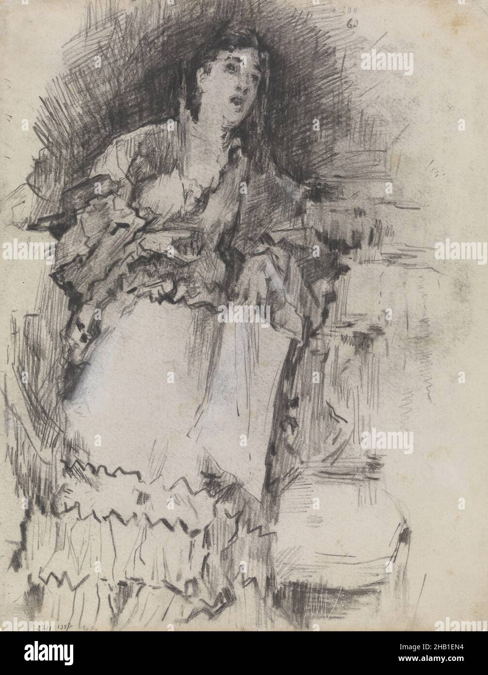 Singing Woman, James Ensor, 1880, Zeichnung, zwischen ca. 1880 und ca. 1883, Belgische Kunst Stockfoto