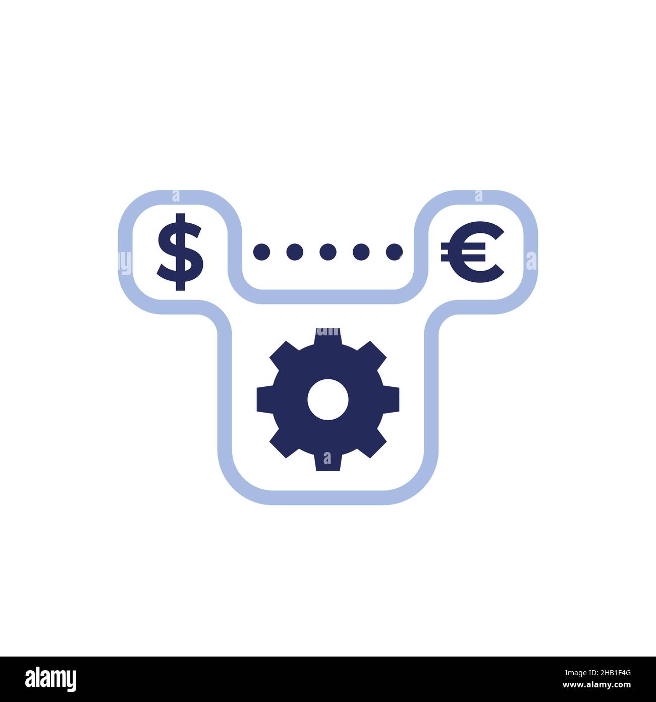 Symbol für den Austausch zwischen Dollar und Euro mit Ausrüstung Stock Vektor