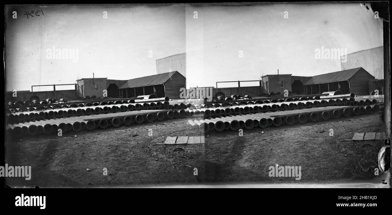 Pipe Yard, Gowanus, Brooklyn, George Bradford Brainerd, Amerikaner, 1845-1887, Kollodion Silber Glas Nassplatte negativ, 30. März 1874, alt Brooklyn Stockfoto