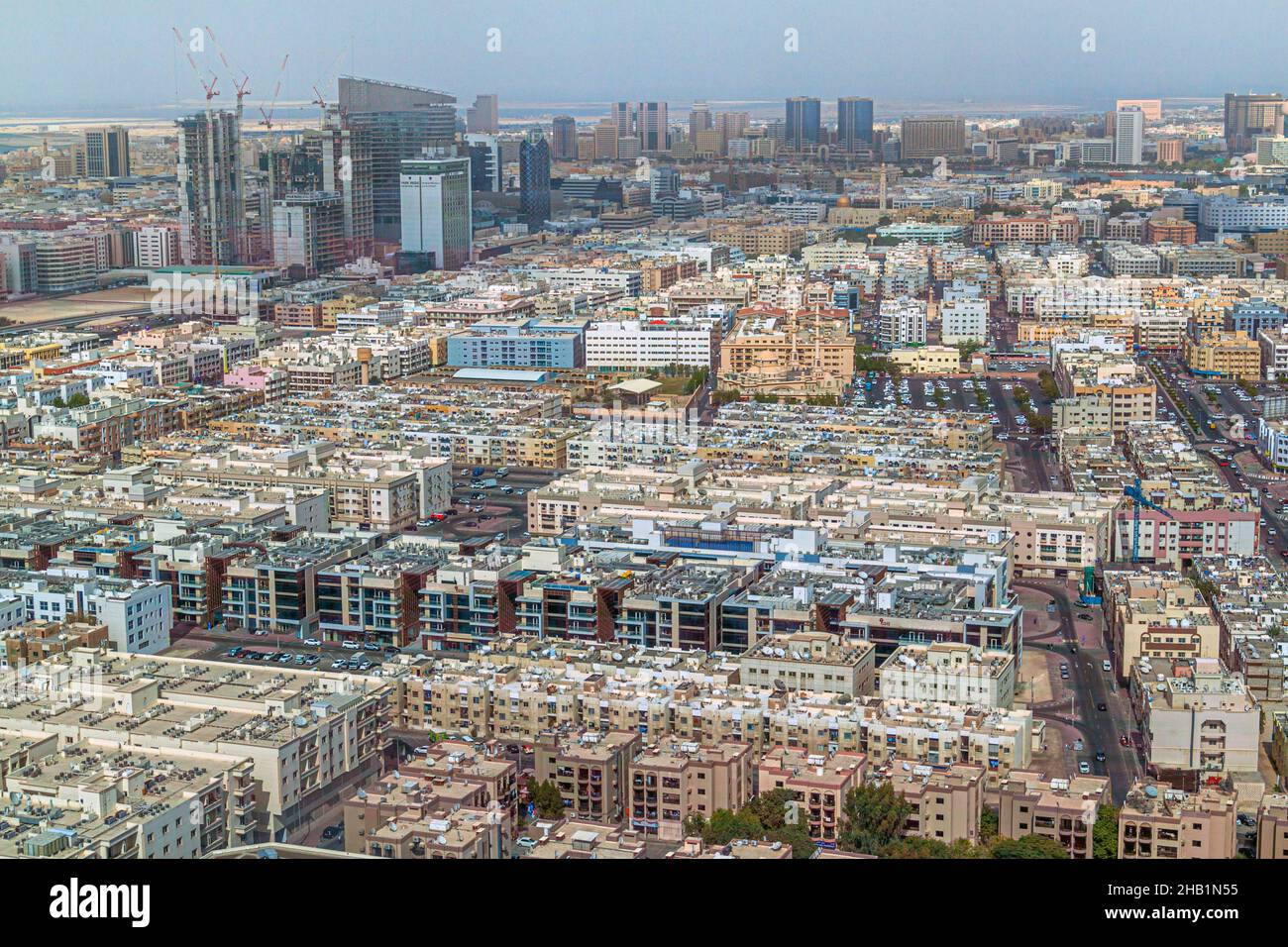 Luftaufnahme des Viertels Al Karama in Dubai, VAE Stockfoto