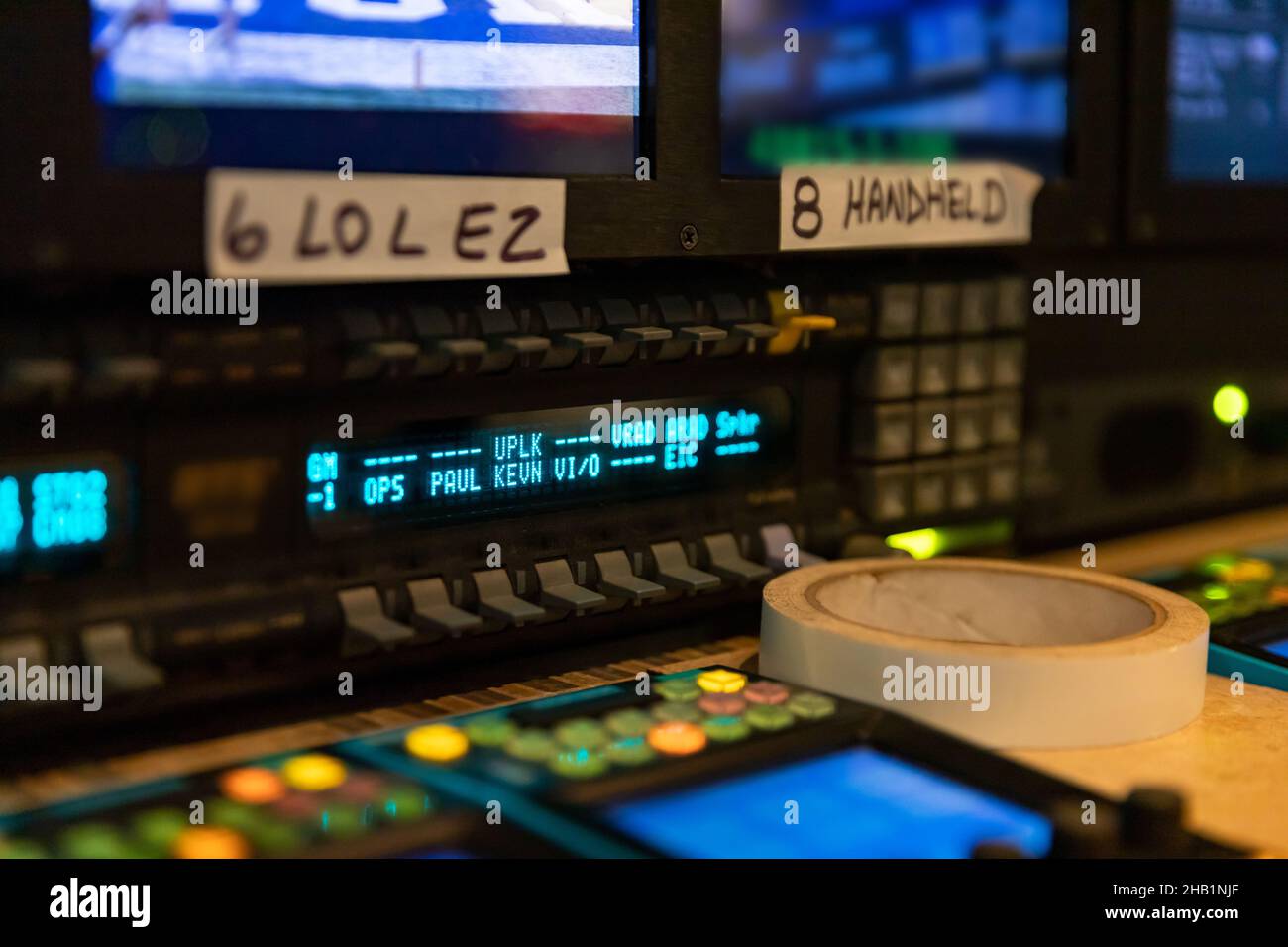 Intercom-Panel für die Broadcast-Produktion Stockfoto