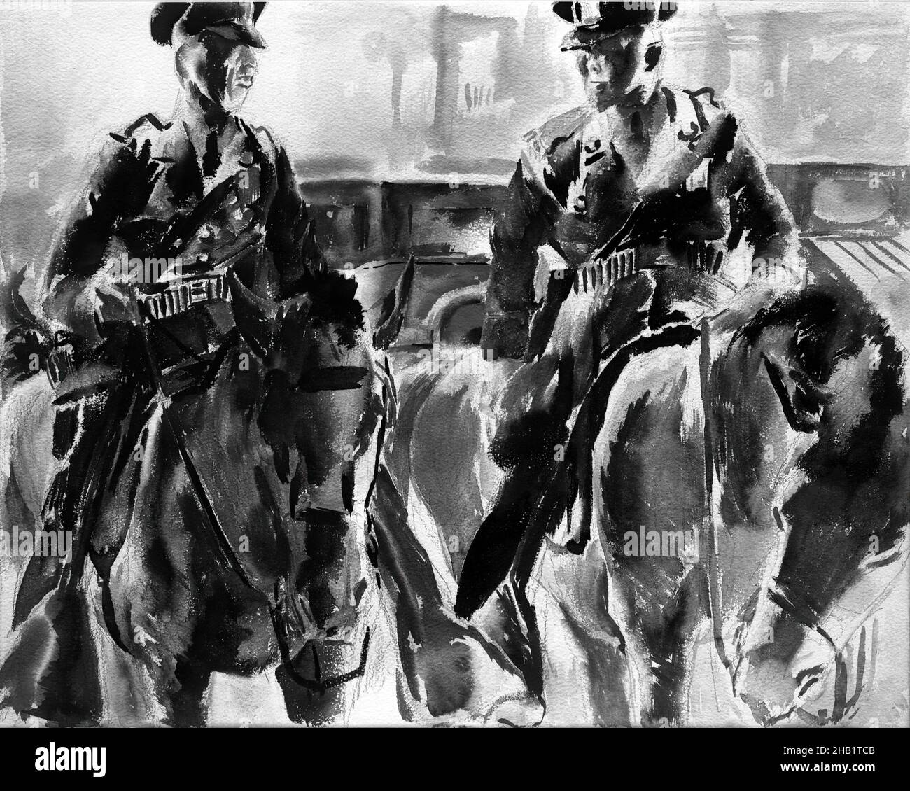 Redwoods, Ralph Albert Blakelock, American, 1847-1919, Stift und Tinte über Graphit auf Papier, das an Papier befestigt ist, ca. 1869-1871, Blatt, unregelmäßig: 11 7/16 x 9 3/8 Zoll, 29,1 x 23,8 cm Stockfoto