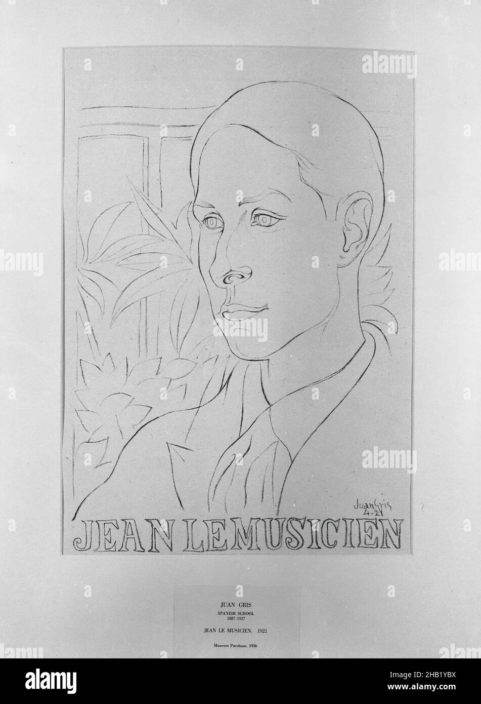 Jean Le Musicien, Juan Gris, Spanisch, 1887-1927, Lithographie auf losem Porzellanpapier, 1921, 12 13/16 x 8 7/8 Zoll, 32,5 x 22,5 cm, französisch, Skizze Stockfoto