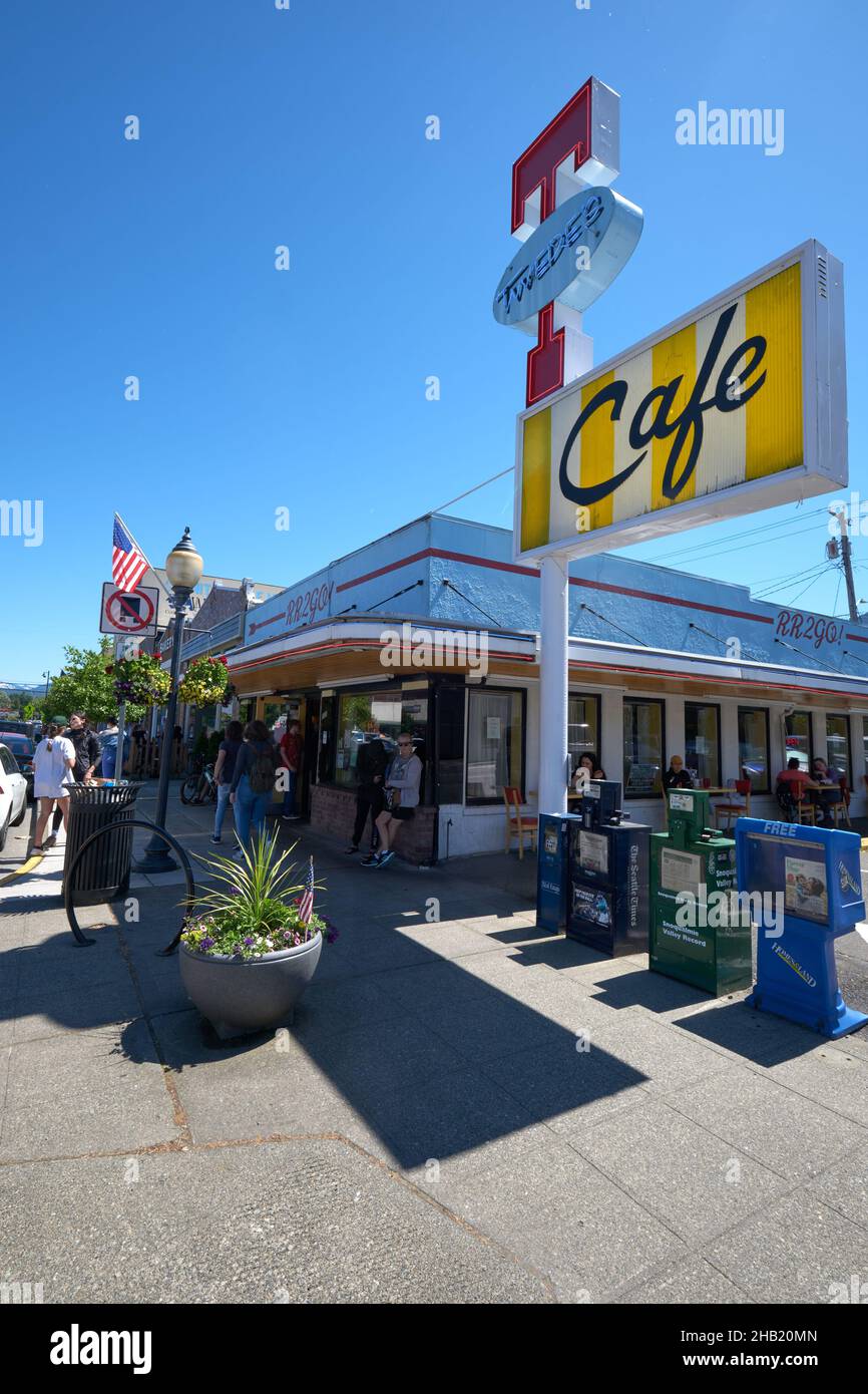 RR Cafe (Twede's Cafe), Filmkulisse der TV-Serie Twin Peaks, North Bend, Washington Stockfoto