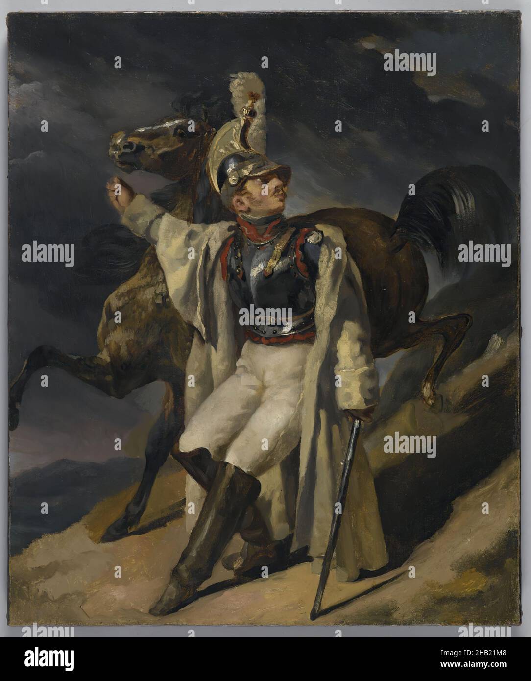 Der verwundete Cuirassier, Studie, Le Cuirassier blessé quittant le feu