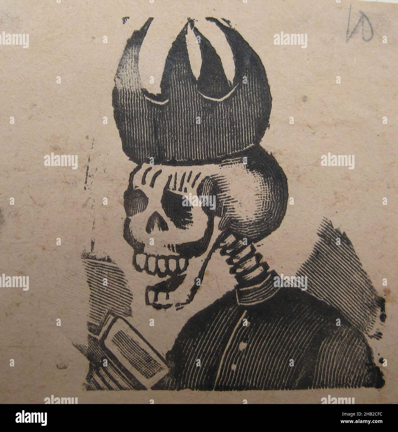 Calavera 'clerical', Jose Guadelupe Posada, mexikanisch, 1852-1913, Reliefgravur auf Wove-Papier, 2 15/16 × 3 3/8 in., 7,5 × 8,6 cm Stockfoto