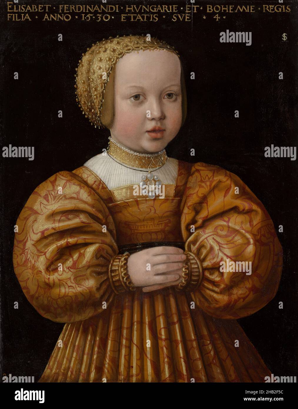 Porträt von Elisabeth von Österreich 1526-1545, im Alter von 4 Jahren, Jacob Seisenegger, 1530 Stockfoto