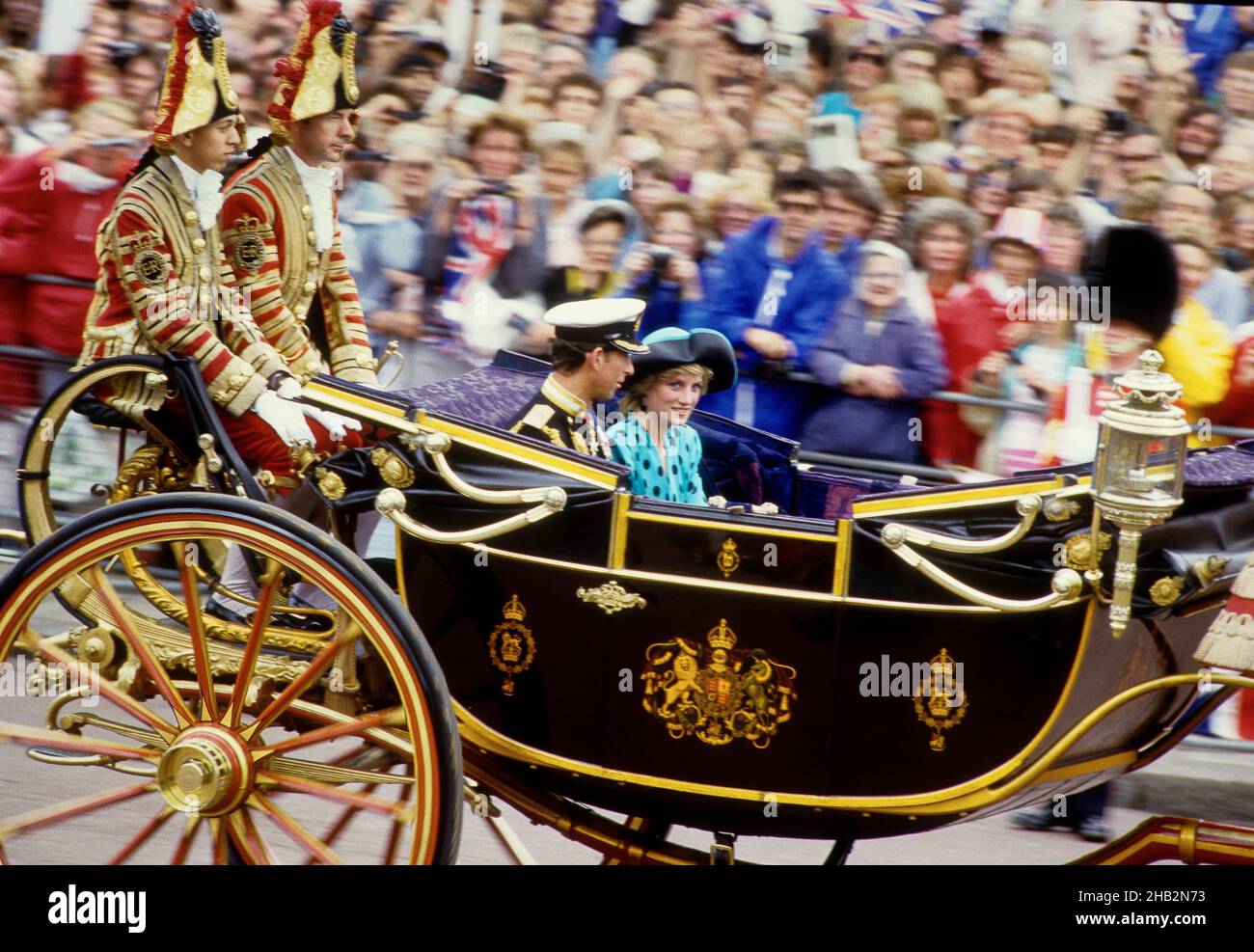 Königliche Hochzeit von Prinz Andrew und Sarah Ferguson 23. Juli 1986. Prinz Charles und Prinzessin Diana bei der Ankunft in Westminster Abbey Stockfoto