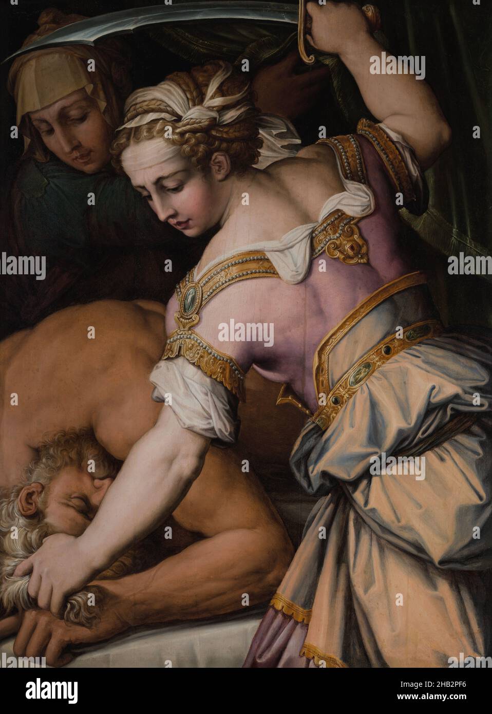 Judith und Holofernes, Giorgio Vasari, italienisch, 1511–1574, c.1554, Öl auf Tafel, hergestellt in Italien, Europa, Gemälde, 42 1/2 x 31 3/8 Zoll (108 x 79,7 cm Stockfoto