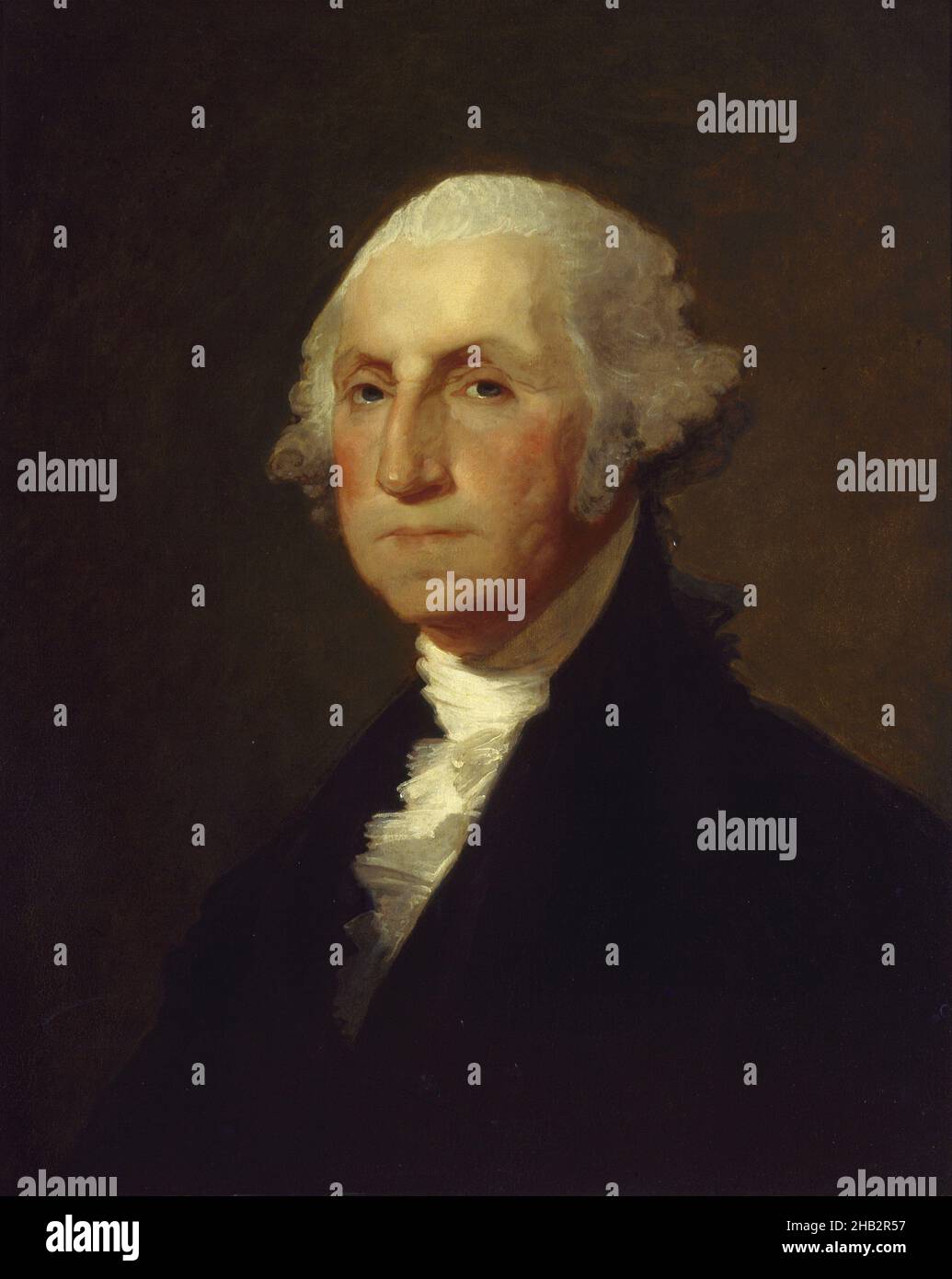George Washington, Gilbert Stuart, Amerikaner, 1755–1828, c.1820, Öl auf Tafel, hergestellt in Boston, Massachusetts, USA, Nord- und Mittelamerika, Gemälde, 27 x 21 3/4 Zoll (68,6 x 55,2 cm Stockfoto