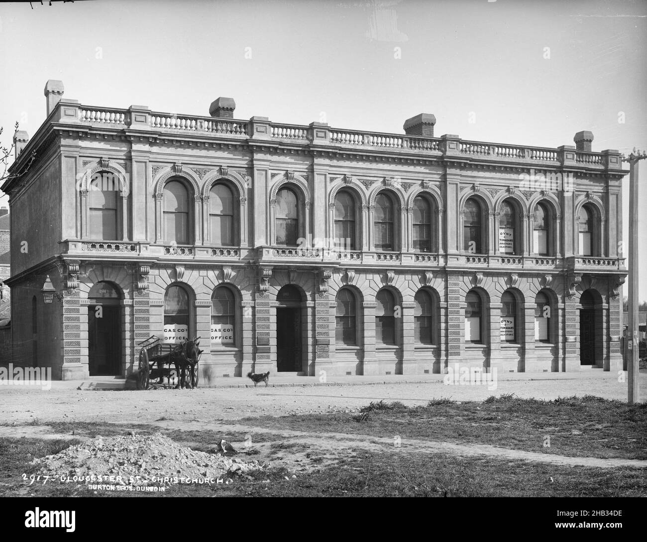 Gloucester Street, Christchurch, Burton Brothers Studio, Fotostudio, Dunedin, Schwarzweiß-Fotografie Stockfoto