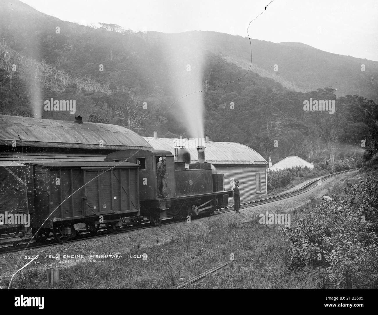Fell Engine, Rimutaka Incline, Burton Brothers Studio, Fotostudio, Neuseeland, Gelatine-Trockenteller-Prozess Stockfoto