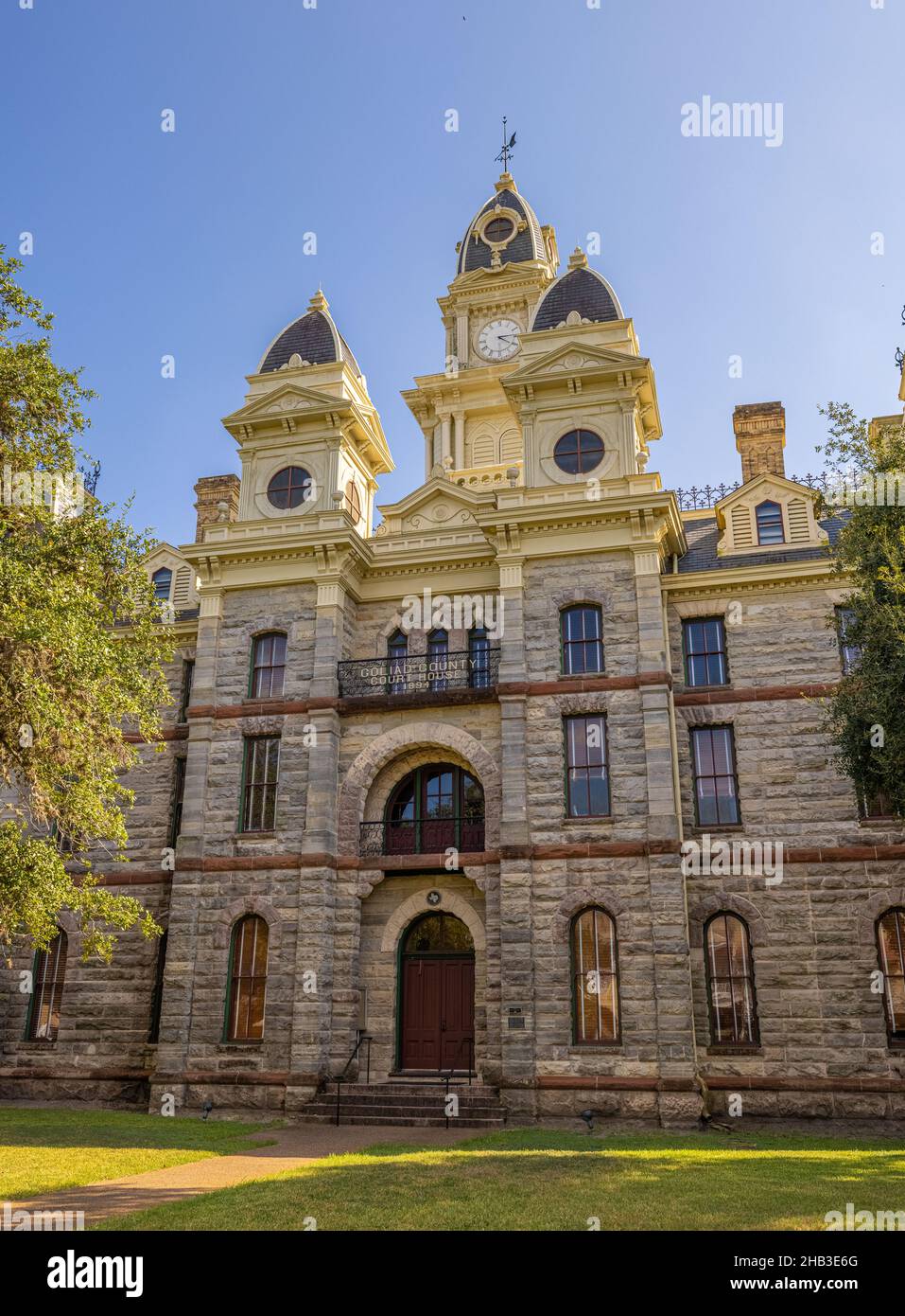 Goliad, Texas, USA - 20. September 2021: Das historische Goliad County Courthouse Stockfoto