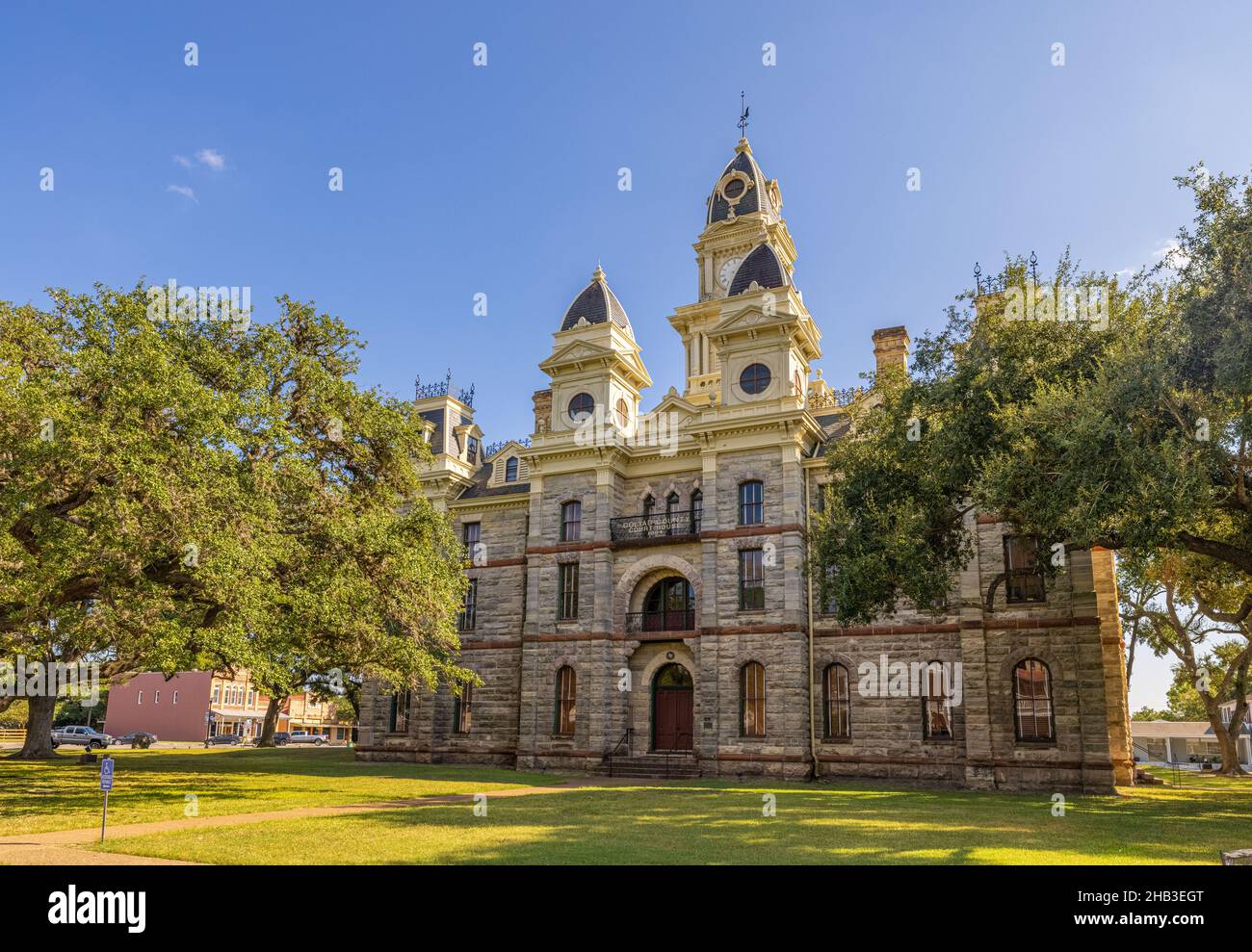 Goliad, Texas, USA - 20. September 2021: Das historische Goliad County Courthouse Stockfoto