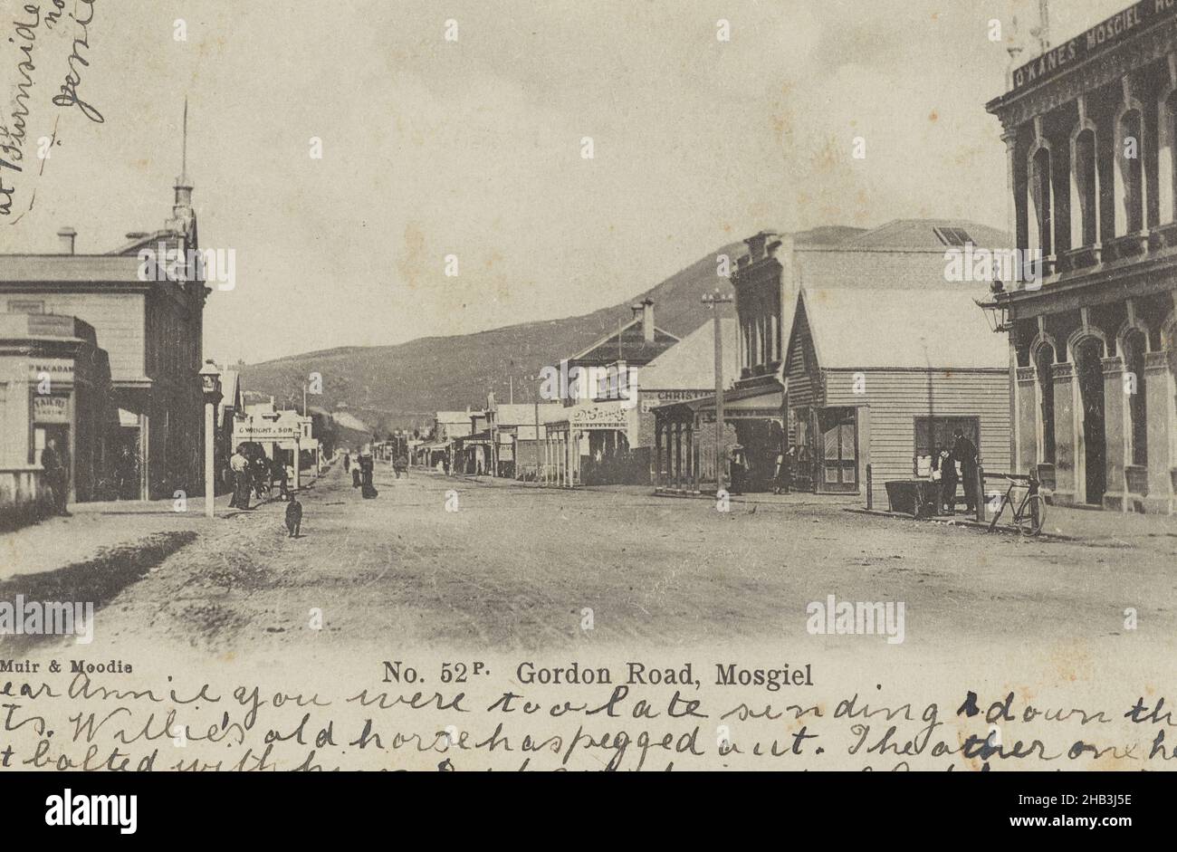 Gordon Road, Mosgiel, Muir & Moodie Studio, 1905, Mosgiel Stockfoto