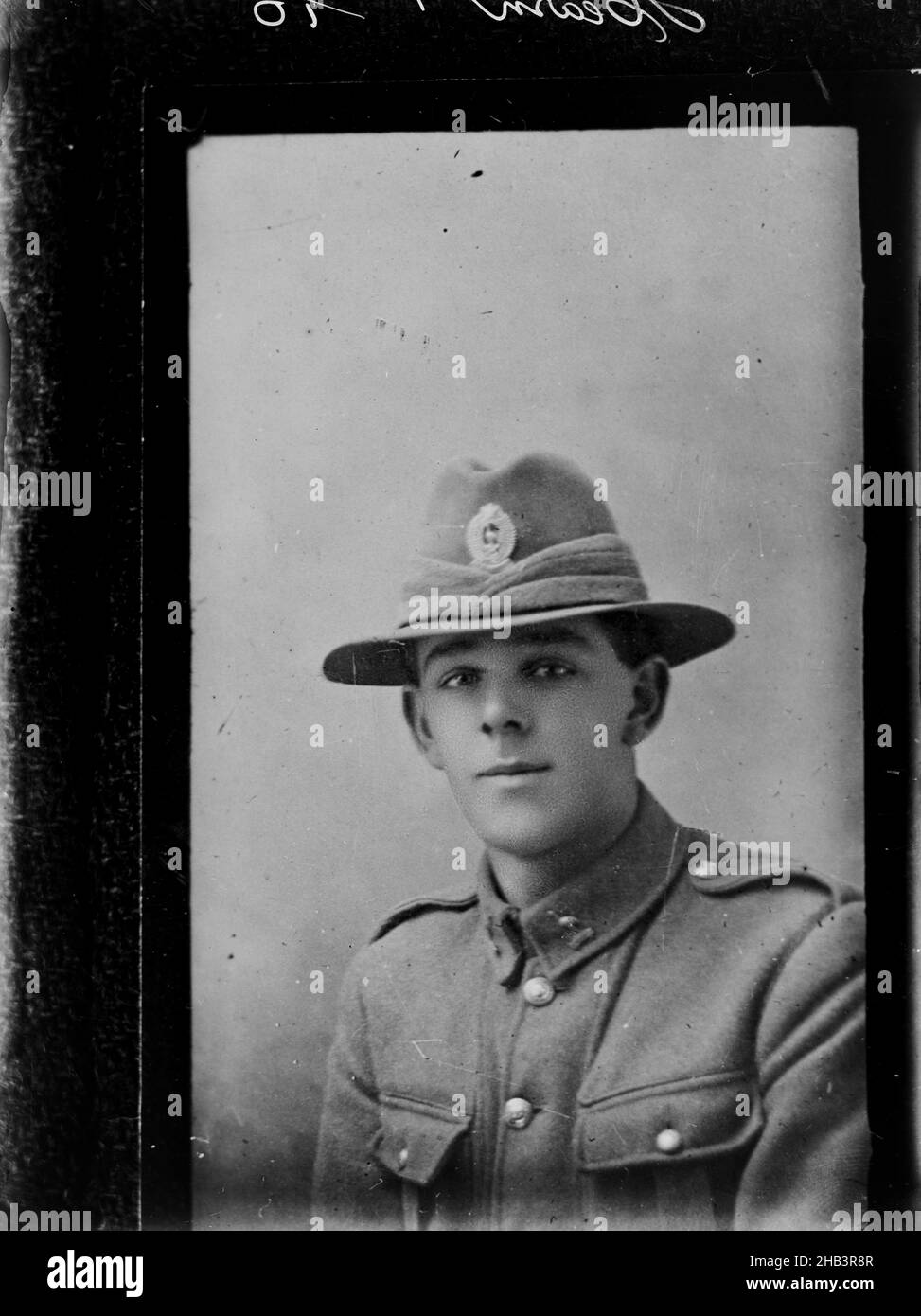 Kopie eines Porträts eines Soldaten mit der Aufschrift Hearn 1 12/10 vig, Berry & Co, Kopist, 1917-1920, Wellington Stockfoto
