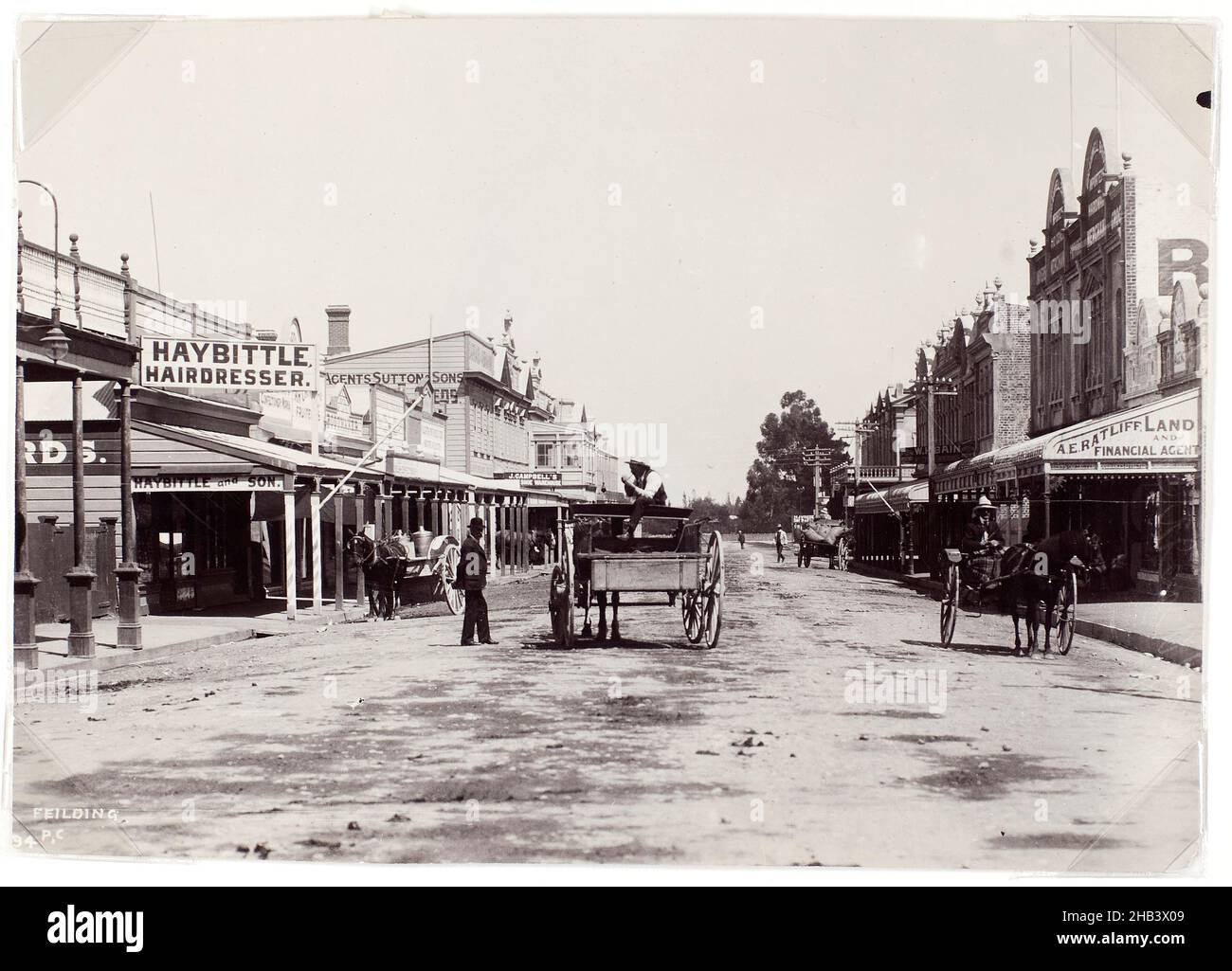 Straße in Feilding, Burton Brothers Studio, Feilding Stockfoto