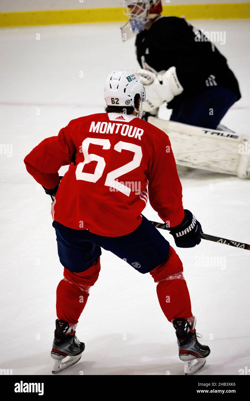 Coral Springs, Usa. 03rd Oktober 2021. Florida Panthers Spieler Nr. 62 Brandon Mont in Aktion gesehen während der morgendlichen Trainingseinheit für die NHL reguläre Saison 2021-2022. Kredit: SOPA Images Limited/Alamy Live Nachrichten Stockfoto