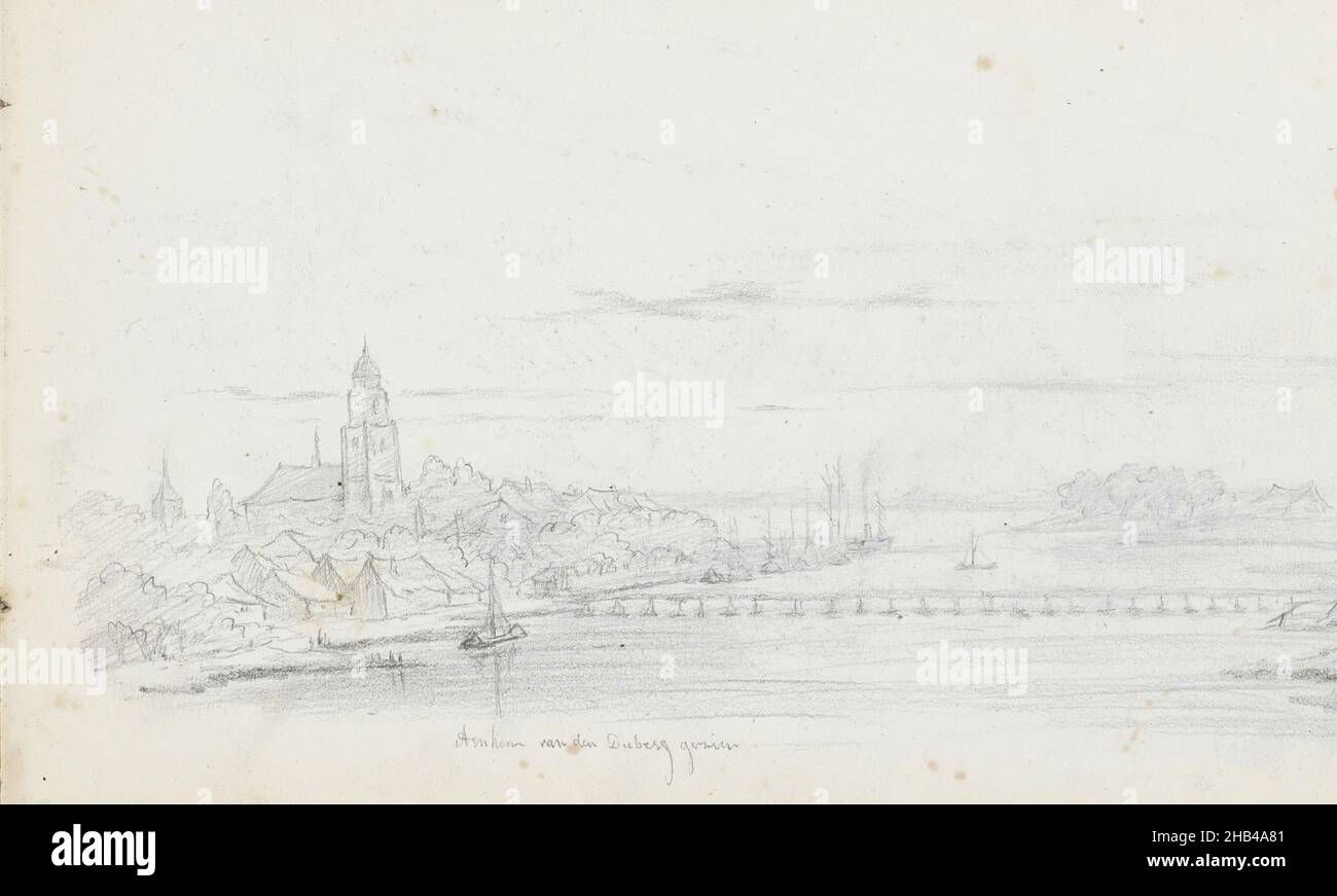 Seite 19 Rekto aus einem Skizzenbuch mit 47 Seiten, Blick auf Arnhem vom Berg., Willem Cornelis Rip, 1874 Stockfoto