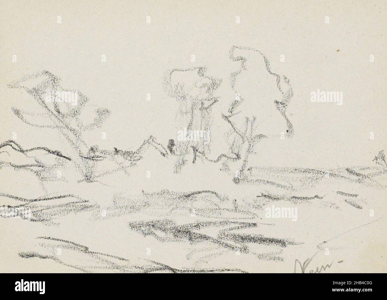 Blatt 40 recto aus einem Skizzenbuch mit 42 Seiten, Landscape von Peat, Willem Cornelis Rip, 1905 Stockfoto