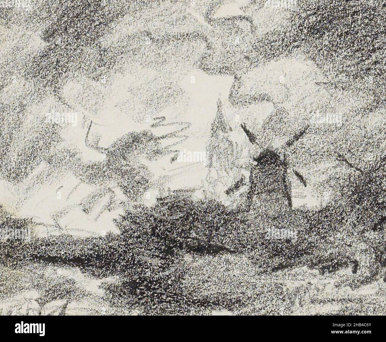 Blatt 31 recto aus einem Skizzenbuch mit 41 Seiten, Landschaft mit Windmühlen, Willem Cornelis Rip, 1907 Stockfoto