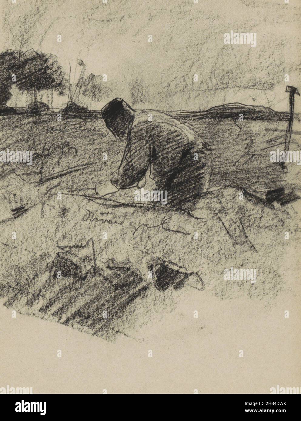 Seite 42 aus einem Skizzenbuch mit 49 Seiten, Landarbeiter, Zeichner: Willem Witsen, Ewijkshoeve, c. 1884 - c. 1887, Willem Witsen, c. 1884 - c. 1887 Stockfoto