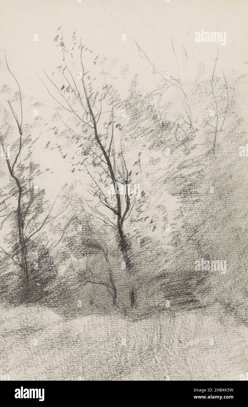 Blatt 14 Recto aus einem Skizzenbuch mit 41 Seiten, Landschaft mit Bäumen, Anton Mauve, 1848 - 1888 Stockfoto