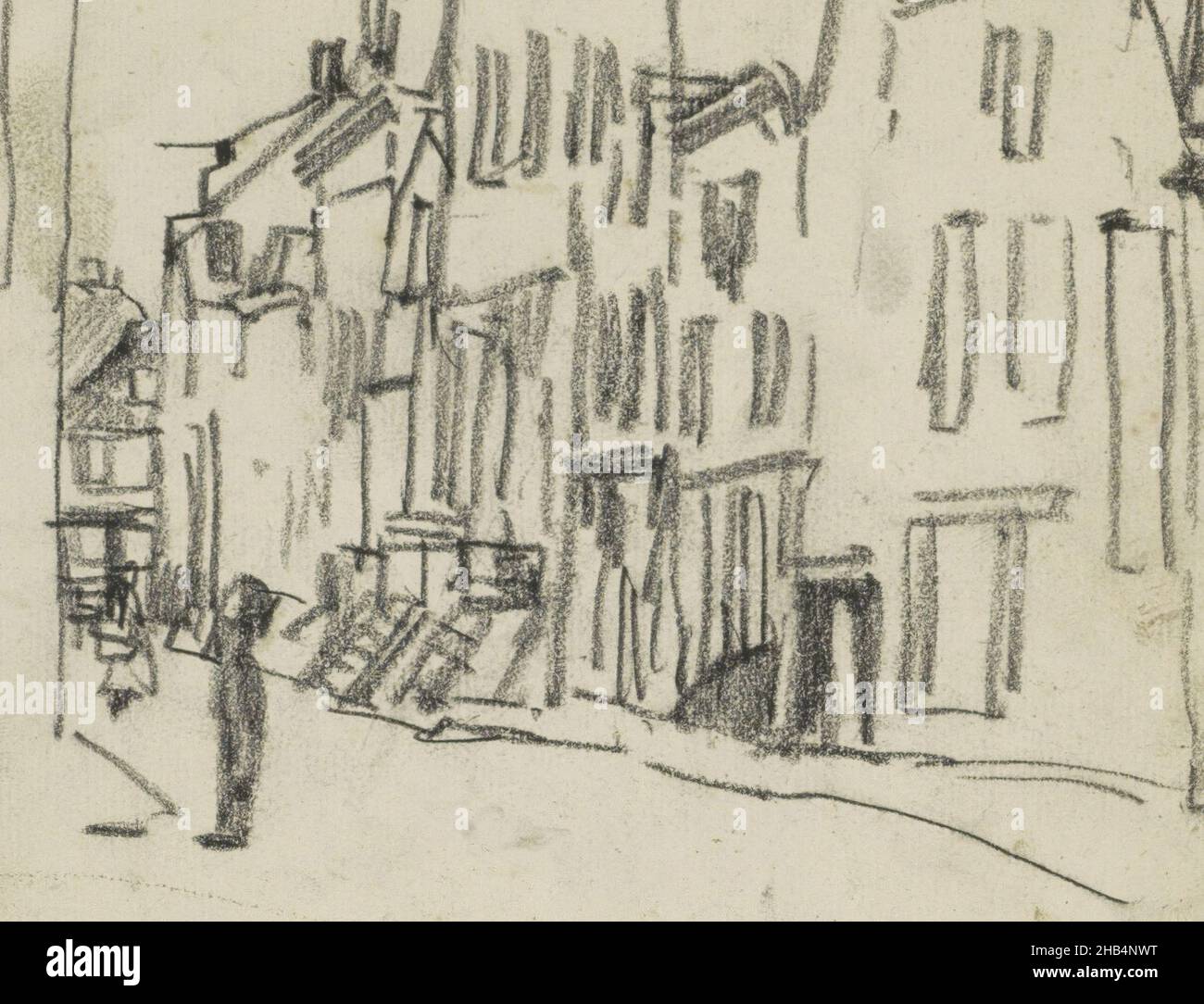 Seite 10 aus einem Skizzenbuch mit 27 Seiten, Blick auf die Hazenstraat in Amsterdam, in der Nähe der Lauriergracht., Zeichner: George Hendrik Breitner, Amsterdam, 1886 - 1903, George Hendrik Breitner, 1886 - 1903 Stockfoto