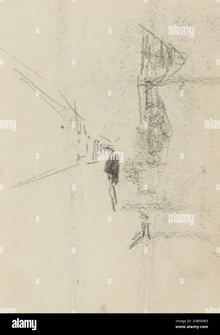 Blatt 21 recto aus Skizzenbuch LIX mit 21 Blättern, Figur auf der Straße, Isaac Israelels, 1887 - 1934 Stockfoto