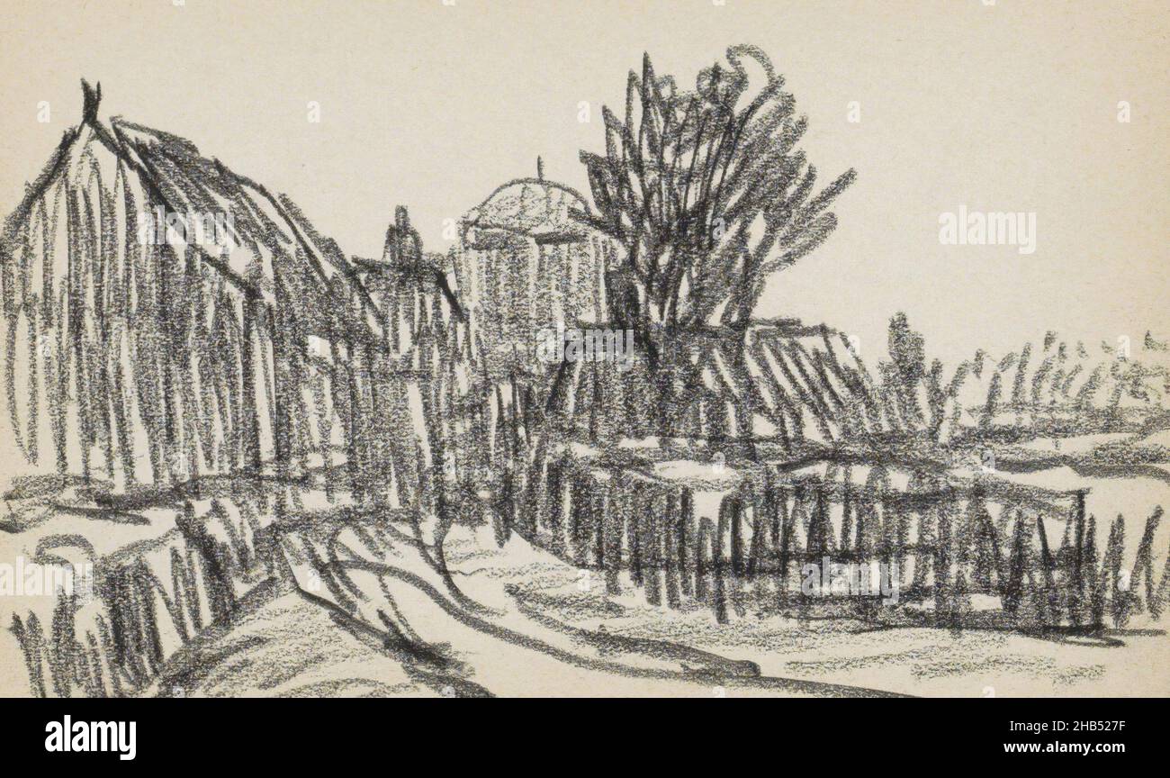 Seite 19 Recto aus einem Skizzenbuch mit 26 Seiten, Ansicht eines Dorfes., Alexander Shilling, 1923 Stockfoto