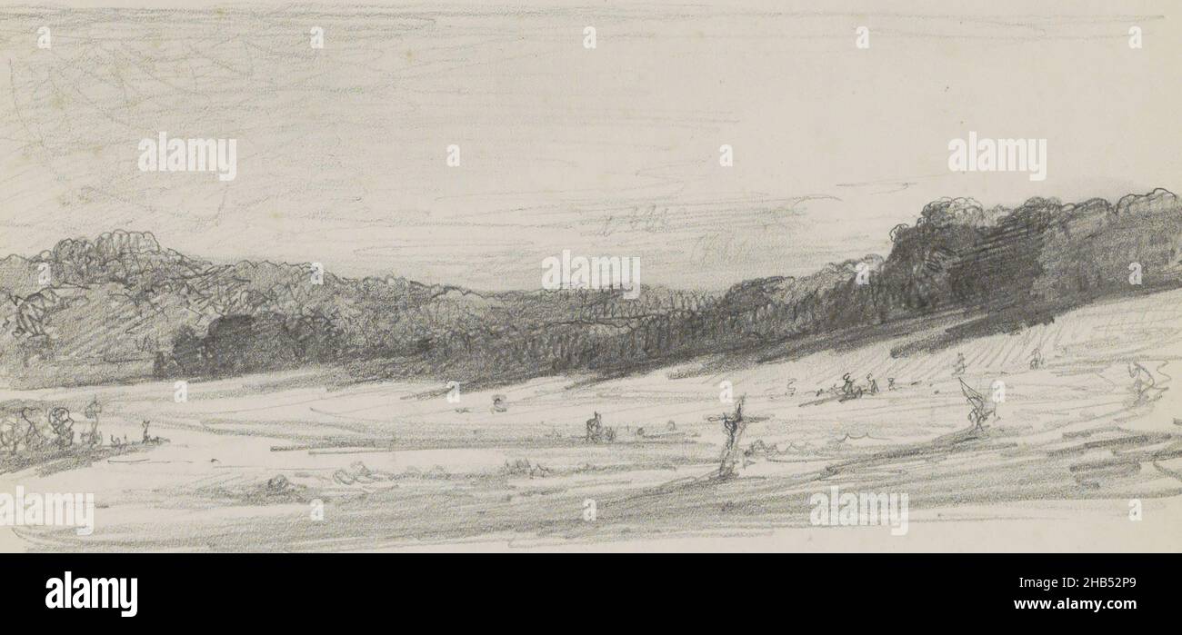 Blatt 10 recto aus einem Skizzenbuch mit 17 Seiten, Landschaft mit Bäumen, Maria Vos, 1886 - 1890 Stockfoto