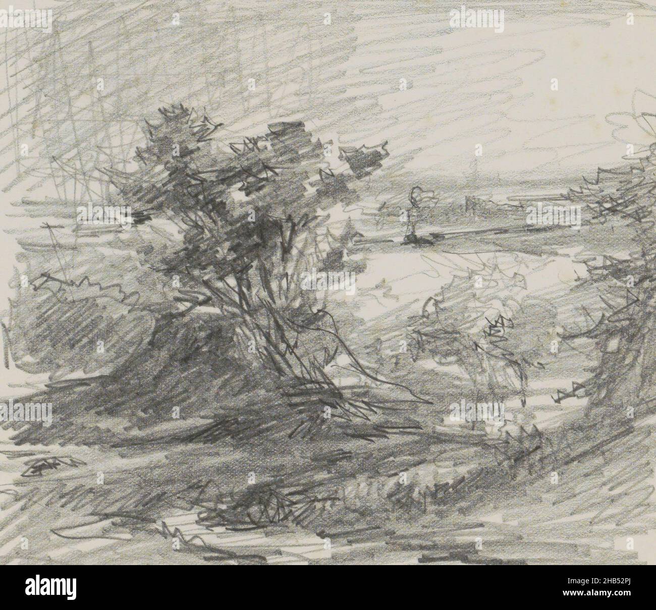 Blatt 11 rückseitig aus einem Skizzenbuch mit 17 Seiten, Landschaft mit Bäumen, Maria Vos, 1886 - 1890 Stockfoto