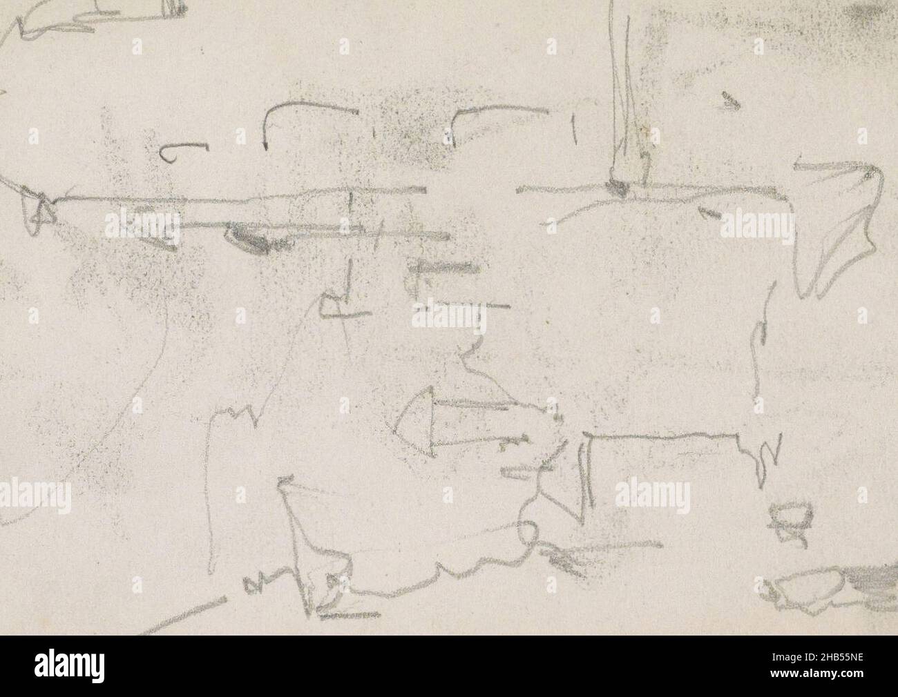 Seite 4B aus einem Skizzenbuch mit 42 Seiten, Ansicht einer Straße, Zeichner: George Hendrik Breitner, Noord-Brabant, (möglicherweise), 1881 - 1883, George Hendrik Breitner, 1881 - 1883 Stockfoto