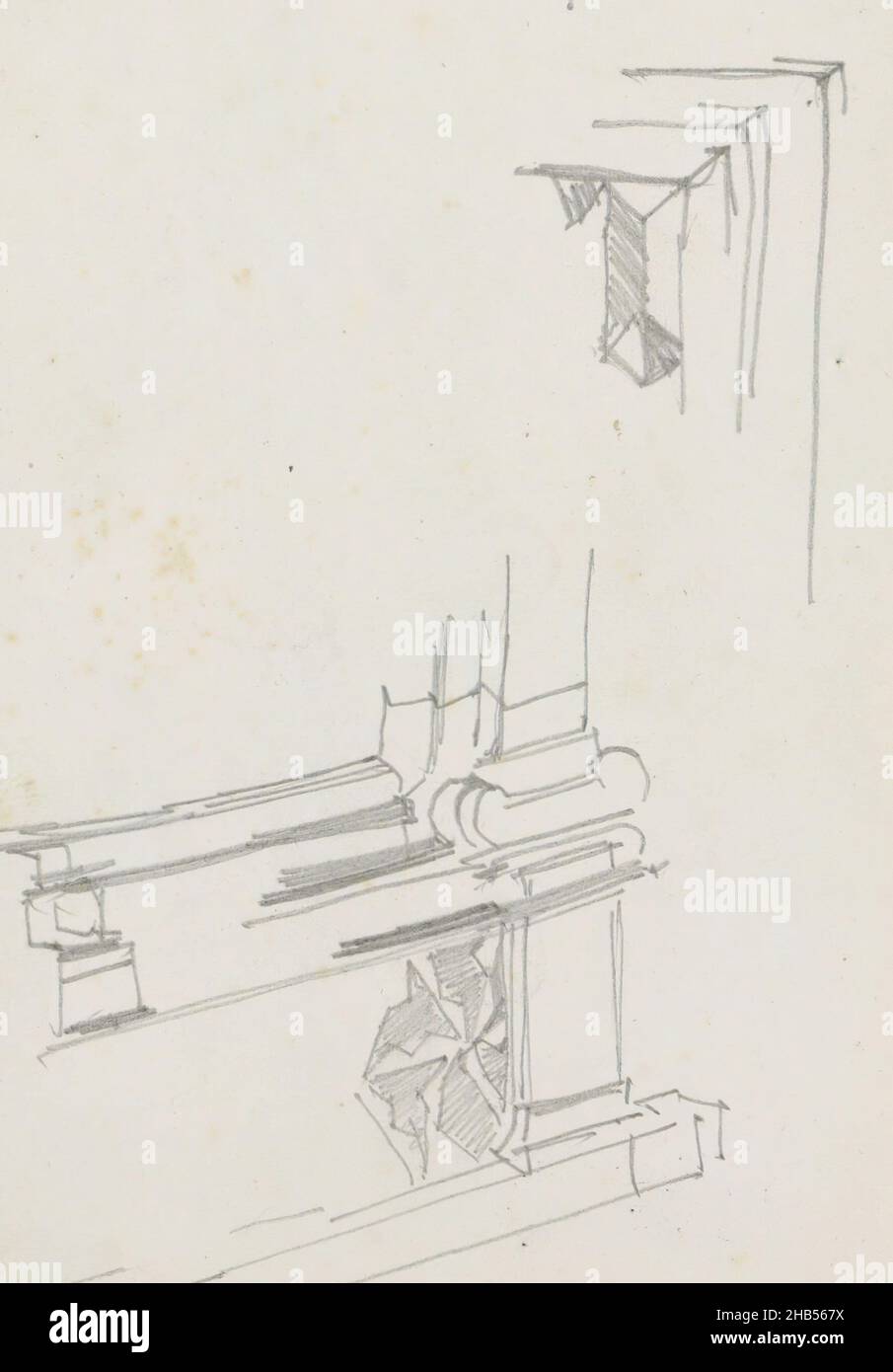 Seite 129 aus einem Skizzenbuch mit 72 Blättern, Architekturstudien, möglicherweise aus einem Portal., Zeichner: George Hendrik Breitner, Zuid-Holland, 1880 - 1882, George Hendrik Breitner, 1880 - 1882 Stockfoto