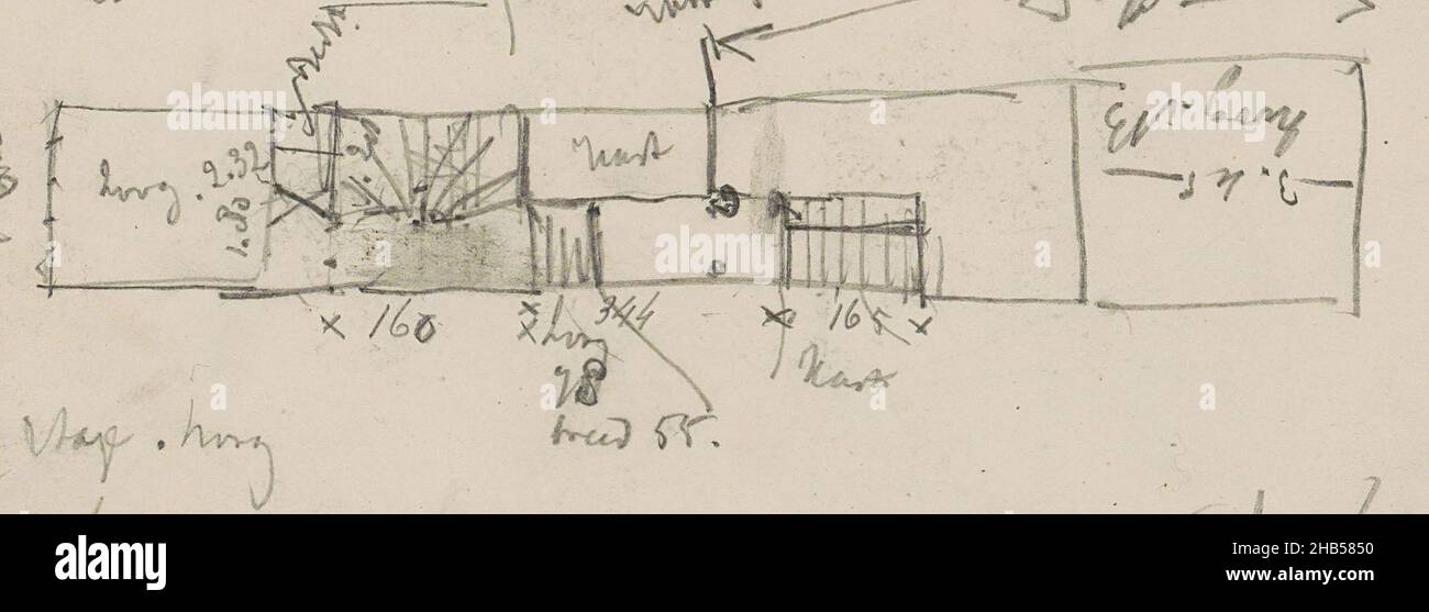 Blatt 22 rückseitig aus einem Skizzenbuch mit 67 Blättern, Grundriß eines Hauses, Isaac Goschalk, 1866 - 1868 Stockfoto