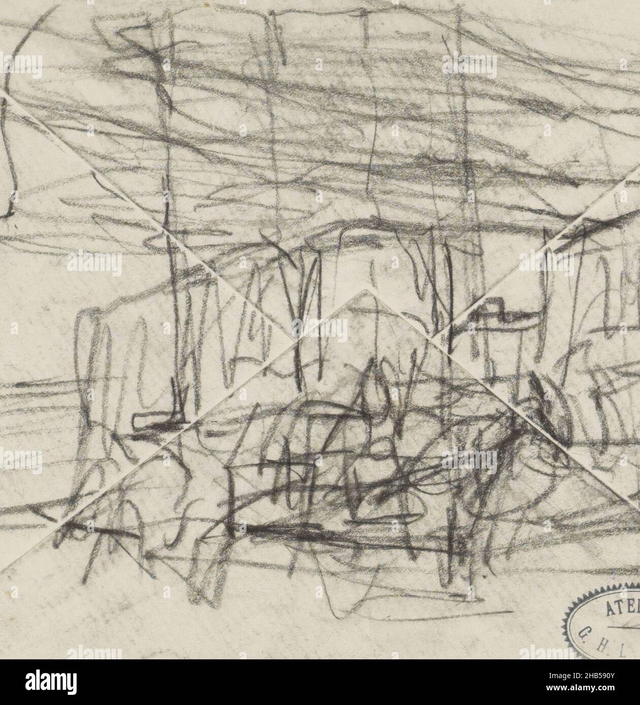 Straßenbahnen, Zeichner: George Hendrik Breitner, Amsterdam, c. 1886 - 1923, H 112 mm × B 144 mm, George Hendrik Breitner, c. 1886 - 1923 Stockfoto