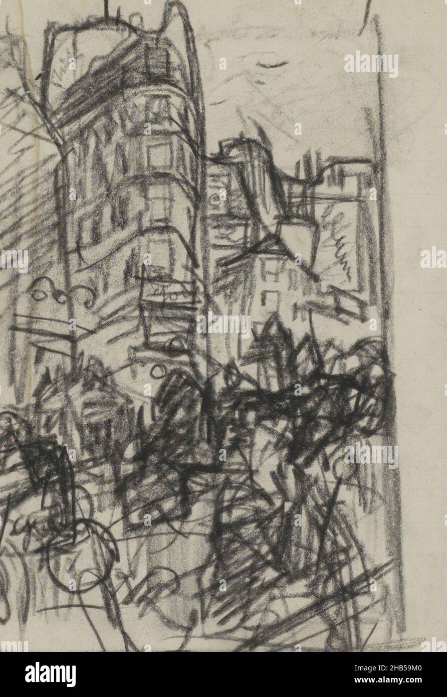 In Wien möglich. Seite 89 aus einem Skizzenbuch mit 49 Seiten., Straße, Zeichner: Marius Bauer, Wien, (möglicherweise), 1888, Marius Bauer, 1888 Stockfoto