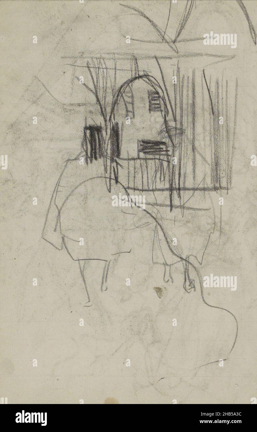 Seite 89 aus einem Skizzenbuch mit 58 Seiten, Architekturstudie und zwei Figuren, Zeichner: Marius Bauer, Istiboel, 1888, Marius Bauer, 1888 Stockfoto