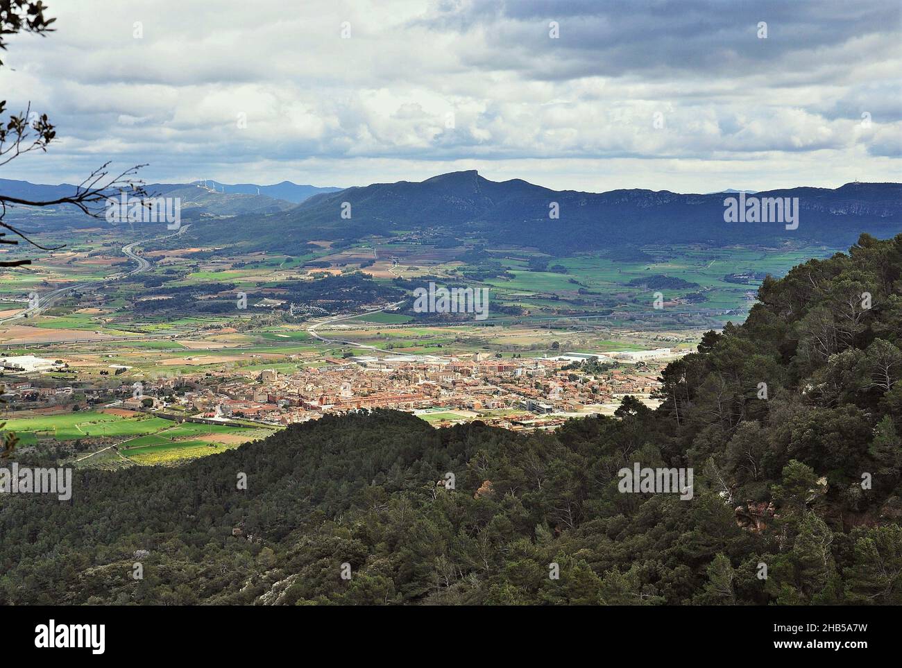 Panorama von Montblanc in der Region Conca de Barbera, Provinz Tarragona, Katalonien, Spanien Stockfoto