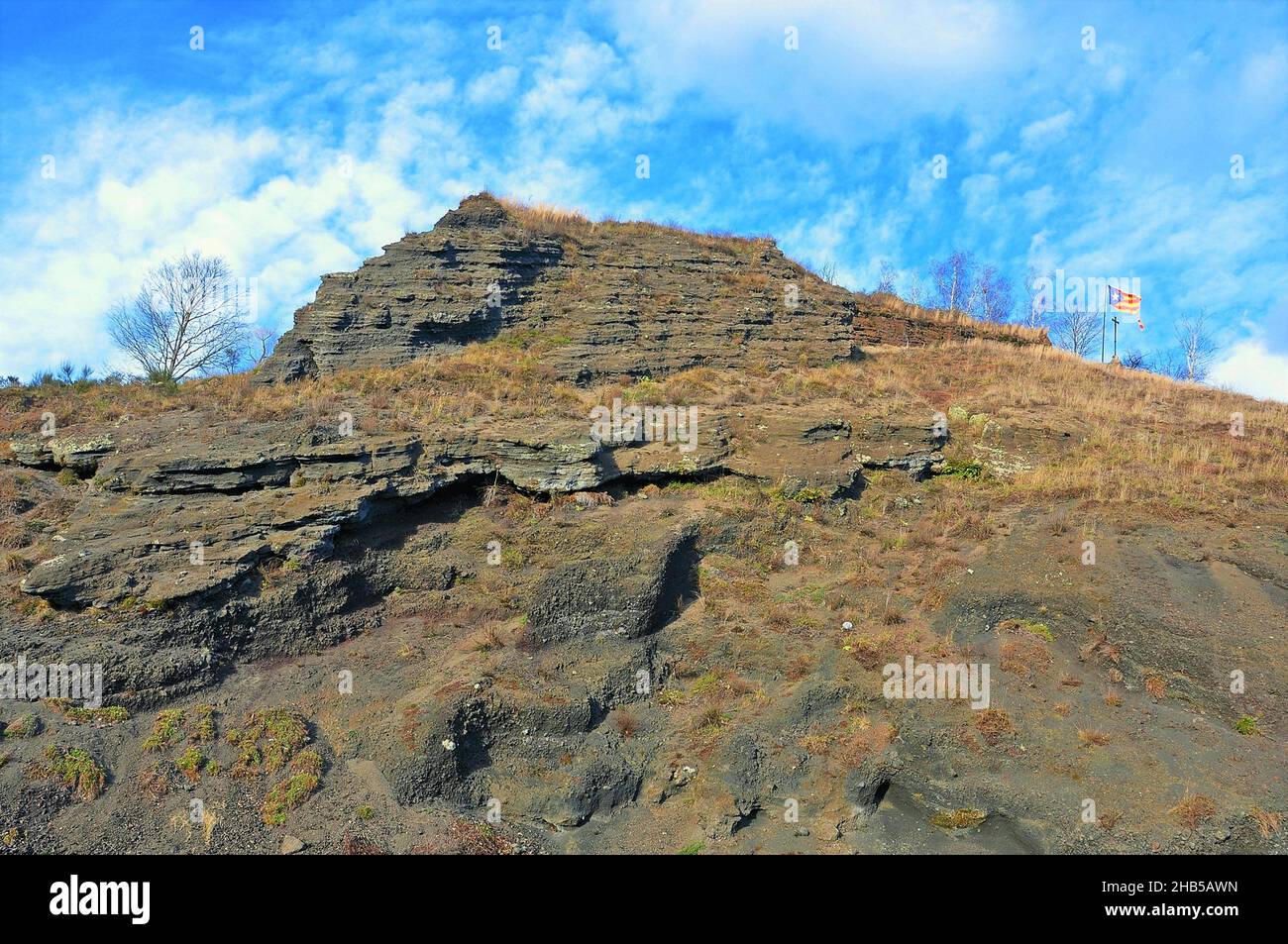 Vulkan Olot Montsacopa in der Region Garrotxa Provinz Gerona, Katalonien, Spanien Stockfoto