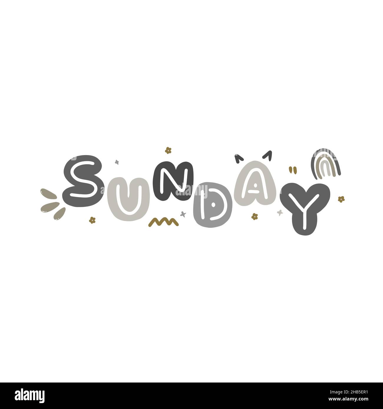 Awesome Sonntag Wochenende Typografie Doodle Vector Stock Vektor
