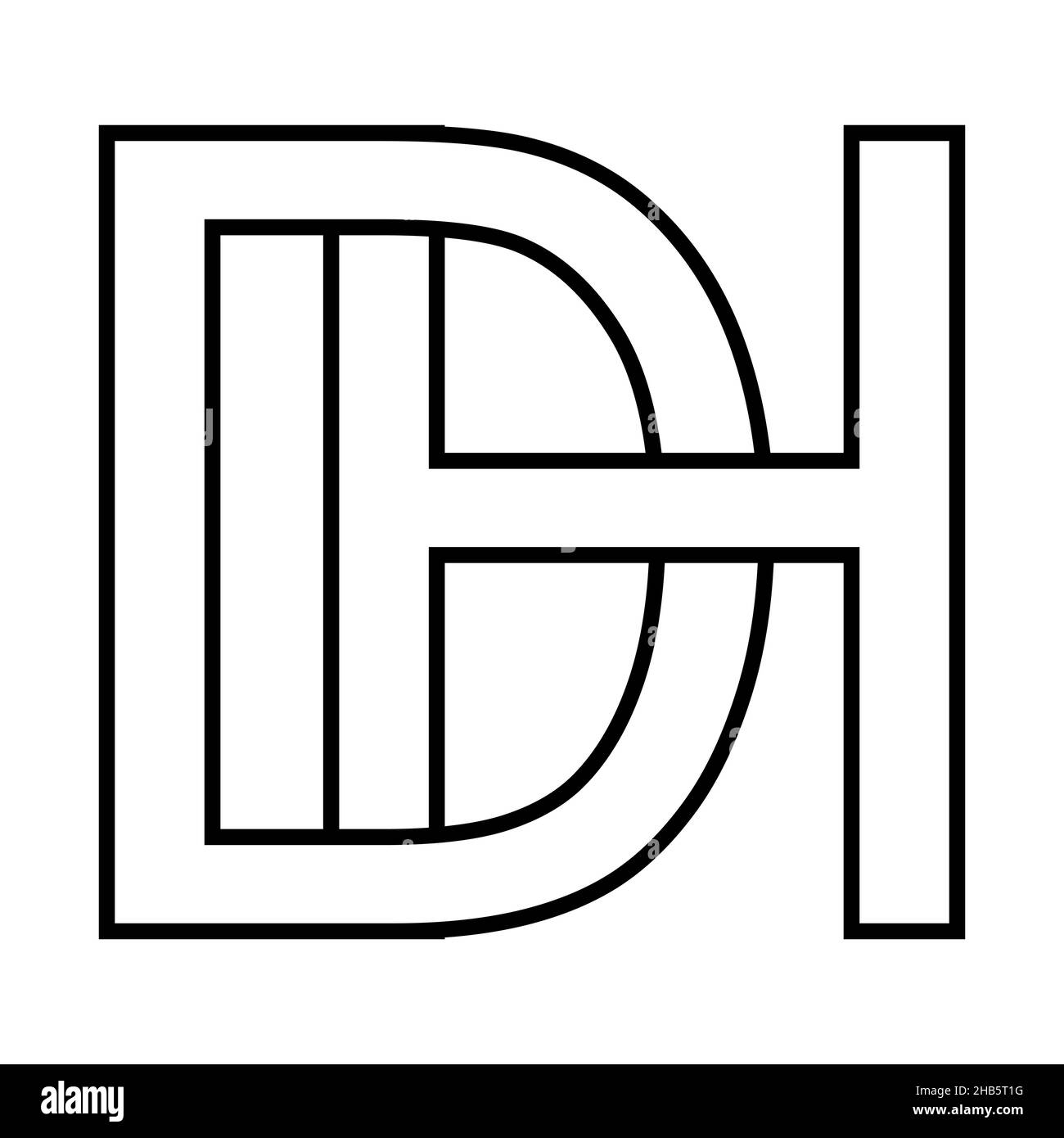 Logo Zeichen dh hd Symbol Zeichen interlaced Buchstaben d h Stock Vektor