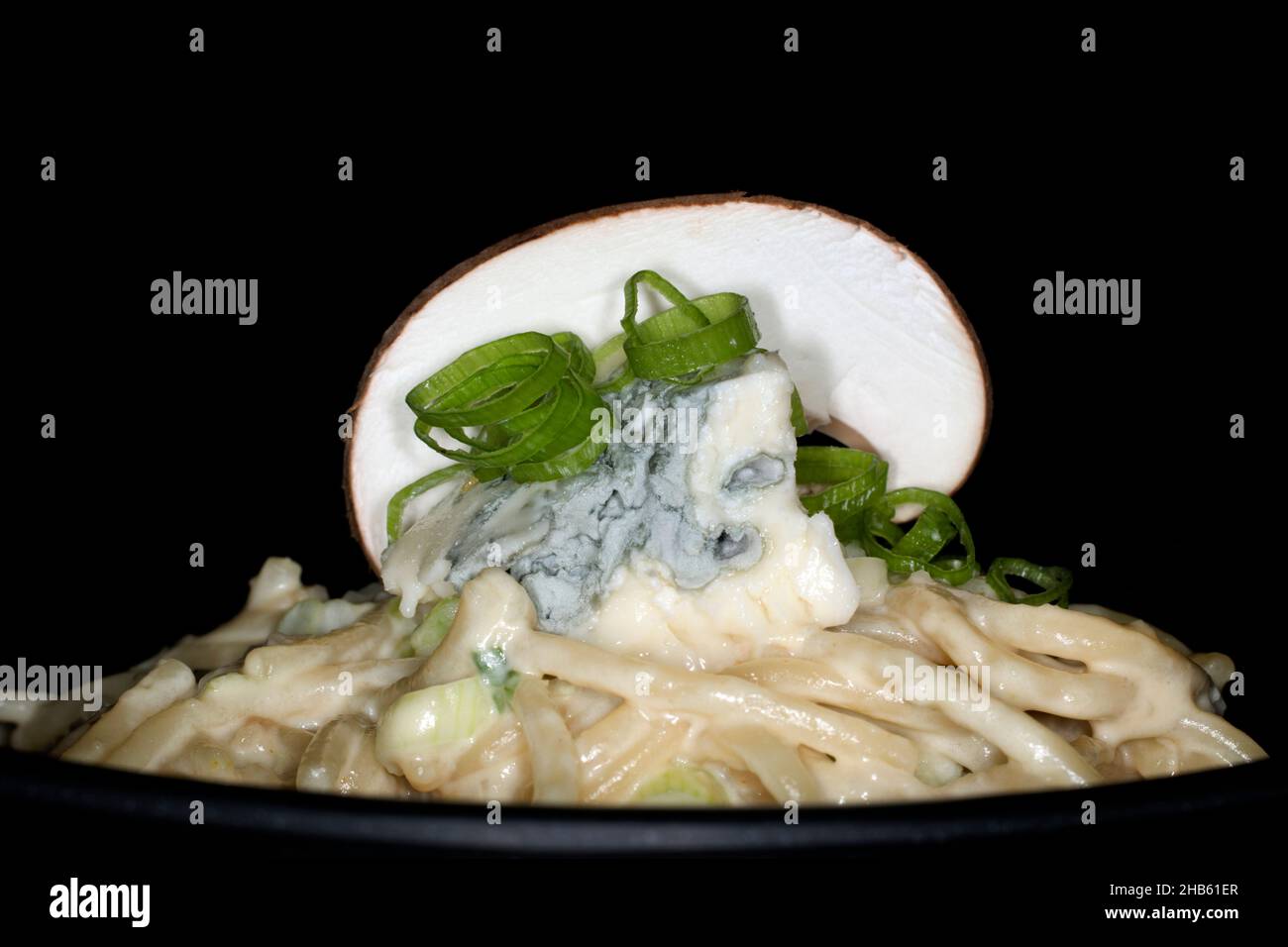 Spaghetti Gorgonzola Stockfoto